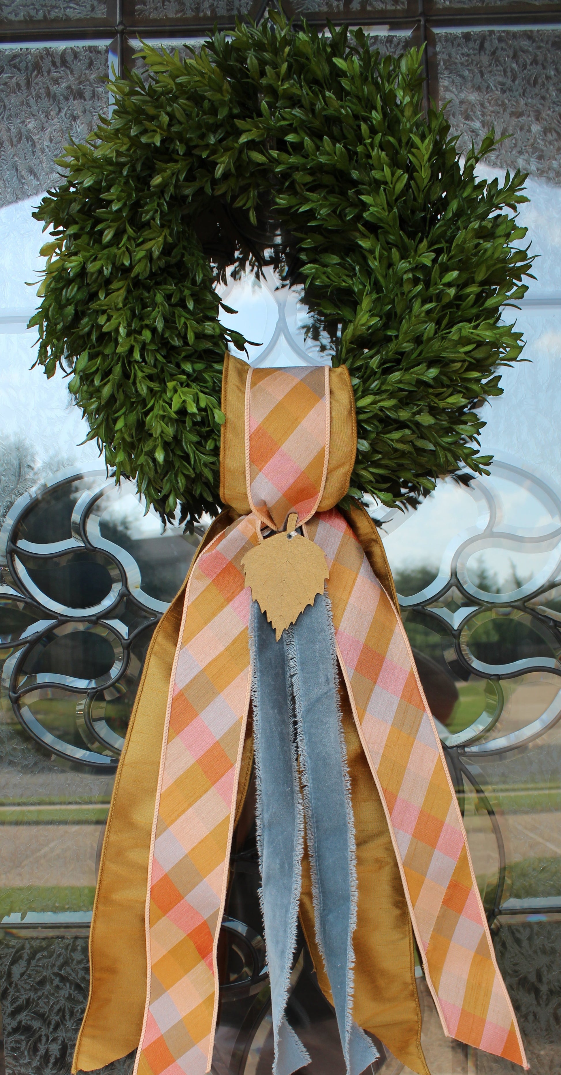 Decorative wreath with ribbons