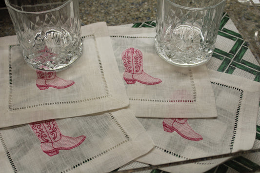 Pink Boot Cocktail Napkins – Set of 4