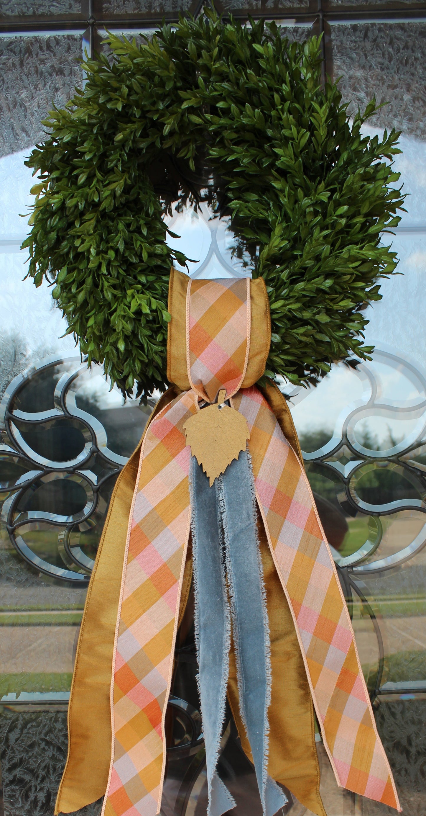 Decorative wreath with ribbons